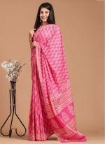 Cotton Mul Mul Pink Casual Wear Printed Saree